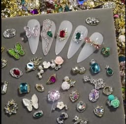50PCS Mixed Random Metal Snake Butterfly DIY Nail Rhinestone Luxury Japan Various Size Gems Jewelry Decor Manicure Accessories *