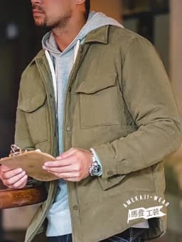 Maden Reversible Peach Pile Cotton Jacket for Men Anti-wrinkle and Warm Thickened Coat Fall and Winter Casual Multi-Pocket Parka