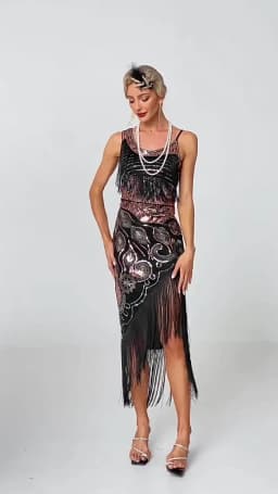 Plus Size 1920s Vintage Fringed Gatsby Sequin Beaded Tassels Hem Flapper Dress Sexy One Shoulder Gastby Dress for Women