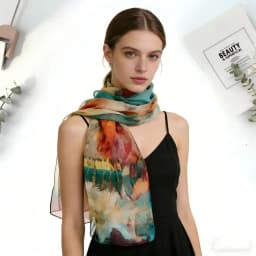 Summer Women Birch Forest Landscape Thin Soft Beach Silky Georgette Scarf Shawls 160cm Long Wraps Beach Sunscreen Hijab