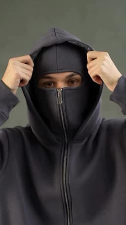 Men's Double Hat Mask Zipper Design Winter Windproof Hoodie Sports Jacket Outdoor Activities Hiking Travel Running Sweatshirt 