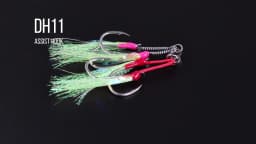 JIGGING PRO 1/0 2/0 3/0 4/0 Heavy Duty Double Assist Hooks Steel Wire Core Jigging Hooks Luminous Saltwater Fishing Tackle