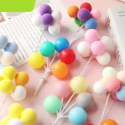 5/8Pcs/set Colorful Ball Bundle Clay Balloons Cake Topper Creative Cupcake Card Flag Birthday Party Baby Shower Dessert Decor
