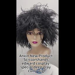 Black Synthetic Short Curly Wig Film Character Scissors Hands Style for Cosplay April Fool's Day Halloween CostumePartyAccessory