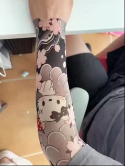 A Pair Hello Kitty Ultra-Thin Seamless Ice Sleeve Tattoo Design SunscreenUV ProtectionCuff Unisex Material Resistant Accessories