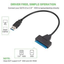 SATA to USB 3.0 Adapter Cable Support 22 Pin 2.5, 3.5 Inch External HDD SSD Hard Disk Computer Connector Fit Hard Drive