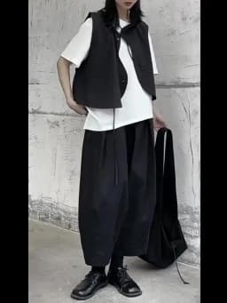 [EAM] High Elastic Waist Black Pleated Long Wide Leg Pants New Loose Fit Trousers Women Fashion Tide Spring Autumn 2026 1DF9659