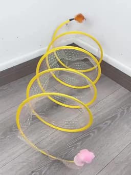 Folded Cat Tunnel S Type Cats Tunnel Spring Toy Mouse Tunnel with Balls and Crinkle Cat Outdoor Cat Toys for Kitten Cat Pets Toy