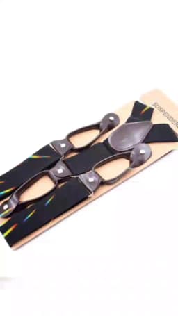35mm Width Suspenders for Men Dark Brown Leather Button Elastic Y Back Male Fashion Suspenders Pant Braces Jock Strap Men