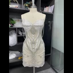 DY Unique Ivory Lace Mermaid Wedding Dresses Strapless Pearl Tassels Bridal Gowns Customized Lace-up Vestidos De Novia Sweep Tai