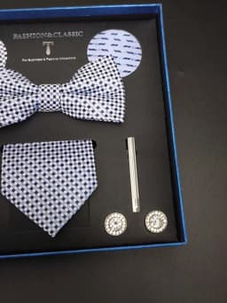Luxury Neck Tie Set For Men Classic Brand Necktie Bowtie Hanky Cufflinks Floral Brooches Tie Clip Set Wedding Business Box Gift