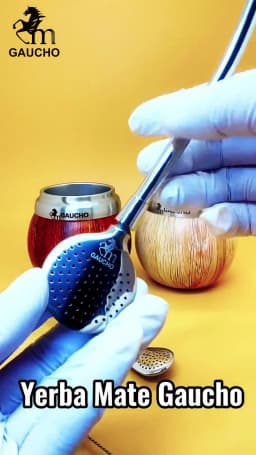 Gaucho Yerba Mate Set Stainless Steel Double Wall Calabash Cup with Removable Filter Bombilla Cleaning Brush
