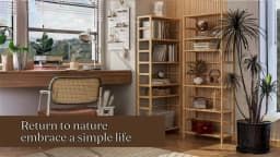 Adjustable 6-Tier Bamboo Bookshelf Free Standing Shelving Rack for Home Office Storage Organization
