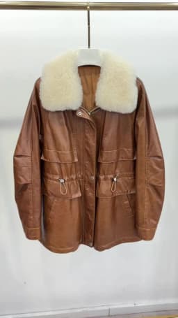 Women's Warm Natural Merino Sheep Fur Collar Coat Goose Down Jacket Genuine Sheepskin Leather Jacket Luxury Puffer Jacket