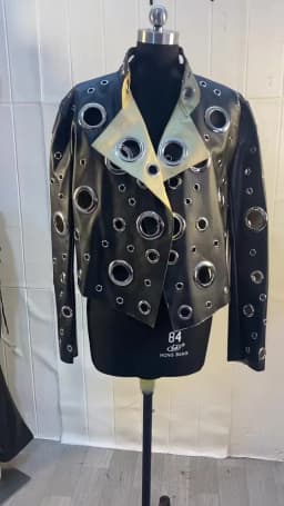 Mauroicardi Spring Short Hollow Out Patchwork Short Pu Leather Jacket Women Cool Luxury Designer European Style Clothes Fashion