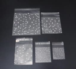 100pcs Plastic Transparent Cellophane Bags White Polka Dot Self Adhesive Packing Bags For Wedding Party Candy Jewelry Gifts Bags