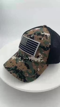 Cross-border Fashion Patch American Flag Camouflage Mesh Baseball Cap Outdoor Versatile Sunshade Baseball Cap
