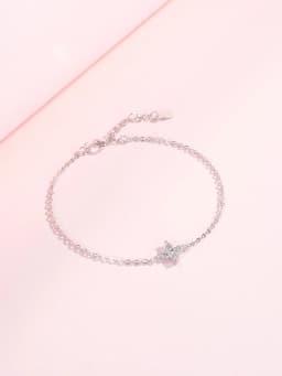 MODIAN 925 Sterling Silver Stackable Four Leaf Clover CZ Bracelet For White Gold Plated Link Chain Women Party Fine Jewelry