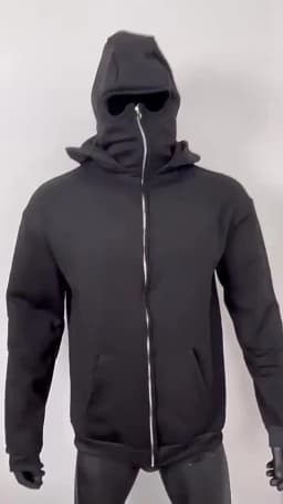 Men's Winter Autumn Fleece Balaclava Double Hooded Pullover With Zipper And Large Pocket Jacket For Outdoor Leisure & Sportswear