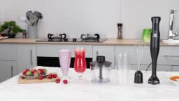 SUPERLEX 350W 4-in-1 Immersion Hand Stick Blender Set, 2 Speed & Turbo Control, Stainless Steel Blade, Includes Whisk, Chopper & Measuring Cup for Soup, Smoothies, Baby Food & Minced Meat