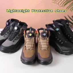 High Top Knob Buckle Safety Shoes, Mining Boots, Work Shoes, Anti-Smashing and Anti-Piercing Lightweight