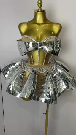 2025 Women Silver Sequins Rhinestone Sexy Backless Two Piece Set Birthday Party Club Fancy Outfit Stage Performance Costume