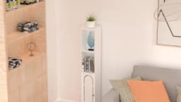 Bathroom Floor Cabinet 4 Tier, White Storage Cabinet with Doors, Free Standing Shelf Unit for Bathroom 20 x 20 x 117 cm