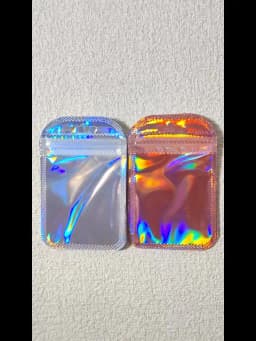 50pcs Pink Laser Ziplock Bag Holographic Self-Sealing Pouch For Earring Display Jewelry Gift Packaging Small Supplies Organizer