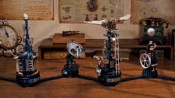 ROKR 3D Puzzle Toys - Steam Engine Mechanical Model Building Kit with Lights & Motion for Desk Decor DIY Toys for Adults & STEM Enthusiasts Birthday Gift