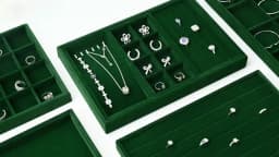 Emerald Green Velvet Jewelry Display Storage Trays Set Multi-grid Organizers for Display Rings Necklaces Earrings Jeweler Retail