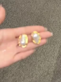 Exquisite Irregular Baroque Pearl Stud Earrings for Women Vintage Gold Color Metal Edged Earrings Jewelry Accessories