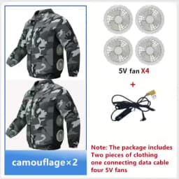 Summer Outdoor Site Work Heatstroke Prevention Cooling Side 4 Fan Air Conditioning Clothing Two Piece Top (Without Power Bank)