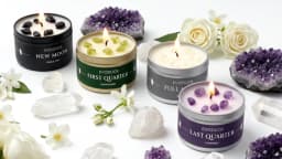 Waning Moon Scented Candle Soy Wax Lavender Scented Candles Silver Tin with Purple Crystal Chips Bestfriend Gifts Gift for Woman