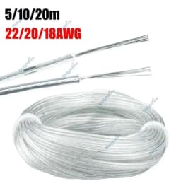 22 20 18 AWG 2 Pin Transparent Wire Flexible Electrical Cables for LED Neon Light Headphone Audio Sound System Microphone Auto