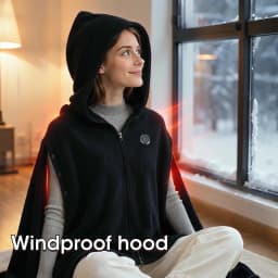 Heated Shawl Wearable Heated Blanket Graphene Heating Shawl with 3 Heat Levels Hooded Design USB Powered Portable Body Warmer