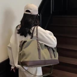 Canvas Travel Handbag Duffel Large Shoulder Bag Outing Travelling with Shoes Storage Bag Hand Bag Outdoor Luggage Carry on Pack