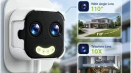 OKAM PRO Window Camera Dual Lens 10X ZOOM 5G WIFI Camera HD 10MP Dual Stand Night Vision Bidirectional Intercom Mobile Detection