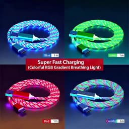Flow Luminous USB Type C Cable 3A Fast Charging Data Cord for Samsung Xiaomi OPPO Huawei IPhone Charger Micro USB Wire LED Cable