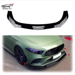 For Mercedes For Benz A CLASS W177 2019-2022 A180 A200 A35 AMG Car Front Lip Bumper Spoiler Glossy Black Or Carbon Fiber Look