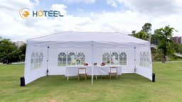 3x6m Folding Gazebo Party Tent With 6 Sidewall Pop Up Garden Canopy Awning UV 50+ Height Adjustable For Beach Wedding Camping
