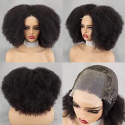 350% Density Afro Kinky Curly Wigs 13x4 4x4 Lace Frontal Short Bouncy Curly Bob Human Hair Wigs Natural Hairline for Black Women