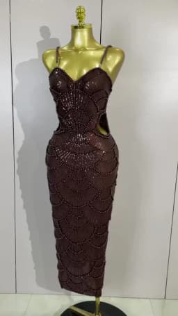 Elegance Pearl Beading Sequins Sleeveless Sexy Strap Bodycon Long Dress Women Celebrate Evening Party Birthday Outfit Vestido