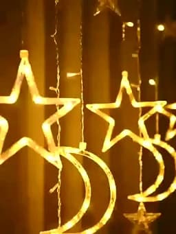 Star Moon String Light Battery Power Christmas Garland Fairy Lamp 3.5m LED Curtain Light for Garden Wedding Party Festival Decor
