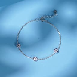MODIAN Pure 925 Sterling Silver Luxury Turquoise Blue Eyes Clear Cubic Zircon Crystal Link Chain Bracelet For Women Fine Jewelry