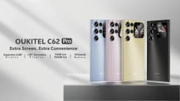OUKITEL C62 Pro NFC Smartphone Android 15, 6.88" HD+ 1.81" Sub Screen Unisoc T615 Cell Phone, 24GB (6+18) + 256GB, 5150mAh