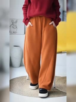 MICOCO K2221C Korean version of casual simple and fluffy loose all-in-one slim elastic high waist banana sweatpants