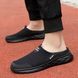 Plus Size 39- 47 Summer Men Half Slippers Lightweight Casual Shoes Outdoor Male Flat Slippers Anti-slip Mesh Slip on Loafers