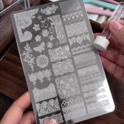 9*15cm 3D Lace Butterfly Nail Art Stamping Plate Stainless Steel Flower Lace French Nail Printing Stencils Manicure Tools*1pcs