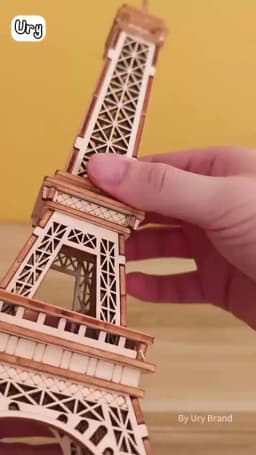 Ury 3D Wooden Puzzle Paris Eiffel Tower with Light Famous European Classics Building World Architecture Model DIY Toy Decoration