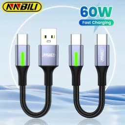 NNBILI 0.25-0.5m Short USBC Cable 66W USB A To Type C Fast Charging Cable for iphone 15 Huawei Samsung Portable Power Bank Cable